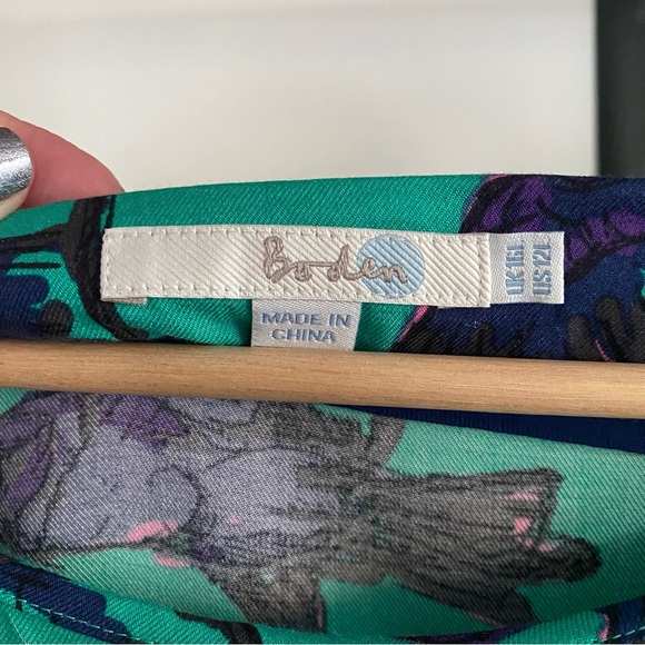 Boden Green Purple Blue Owl Bird Print Dress - Picture 12 of 15